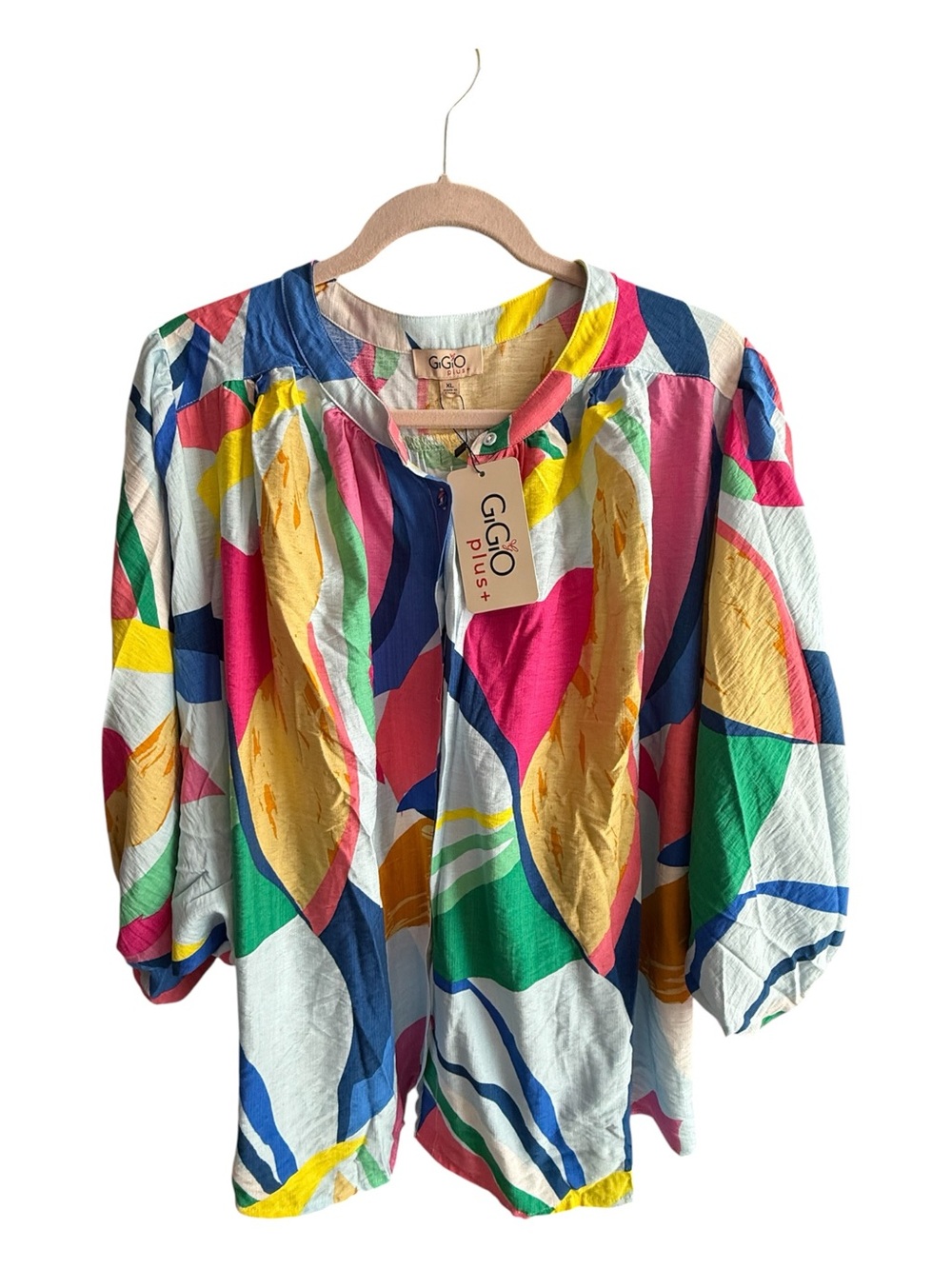 Gigio nwt Plus size xl-2x Multicolor Abstract Round-Neck Blouse